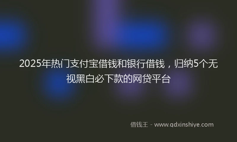 2025年热门支付宝借钱和银行借钱，归纳5个无视黑白必下款的网贷平台