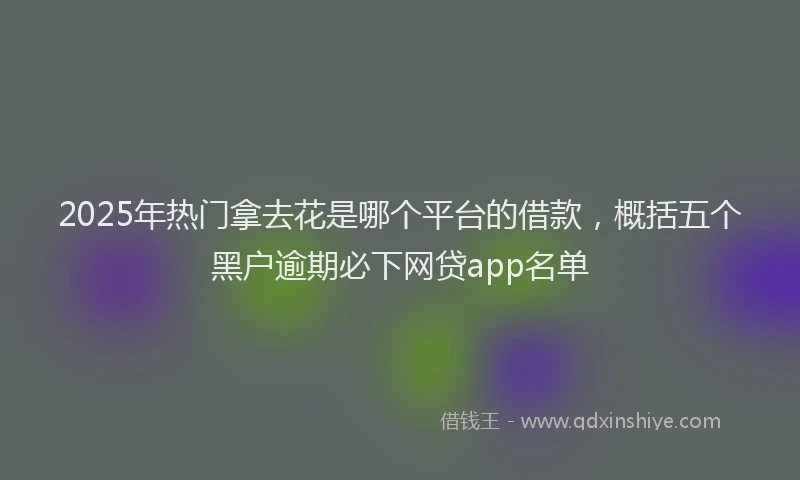 2025年热门拿去花是哪个平台的借款，概括五个黑户逾期必下网贷app名单