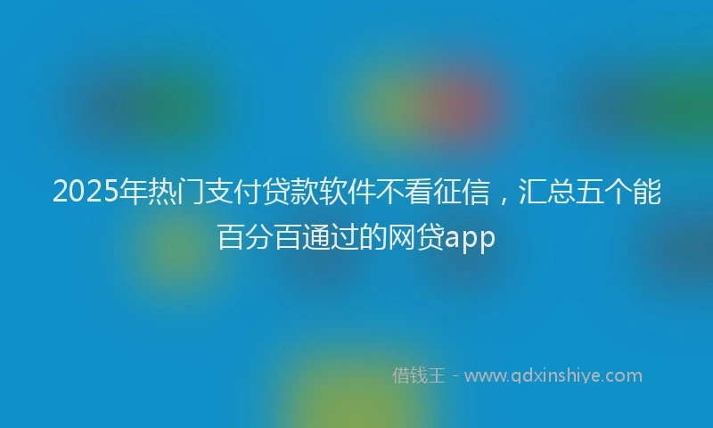 2025年热门支付贷款软件不看征信，汇总五个能百分百通过的网贷app