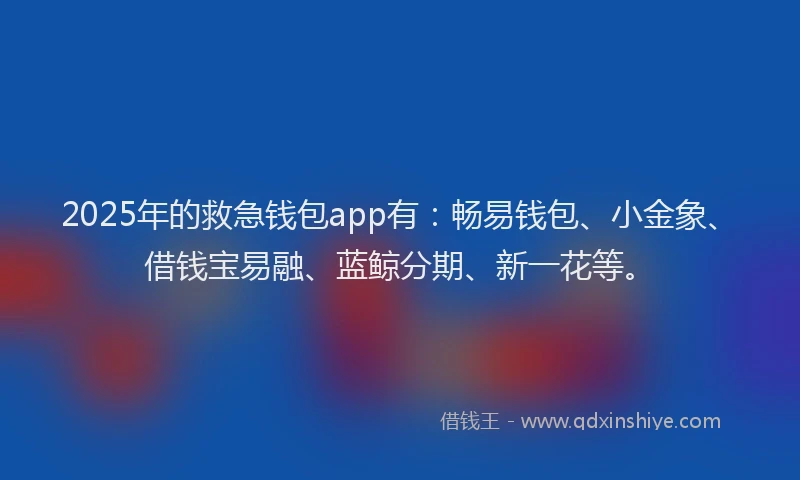 2025年的救急钱包app有：畅易钱包、小金象、借钱宝易融、蓝鲸分期、新一花等。
