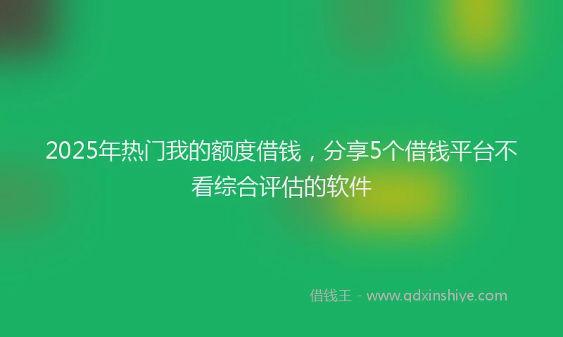 2025年热门我的额度借钱，分享5个借钱平台不看综合评估的软件
