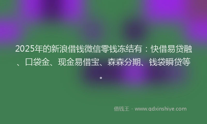 2025年的新浪借钱微信零钱冻结有：快借易贷融、口袋金、现金易借宝、森森分期、钱袋瞬贷等。