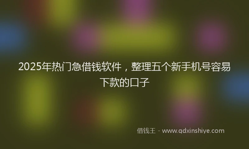 2025年热门急借钱软件，整理五个新手机号容易下款的口子