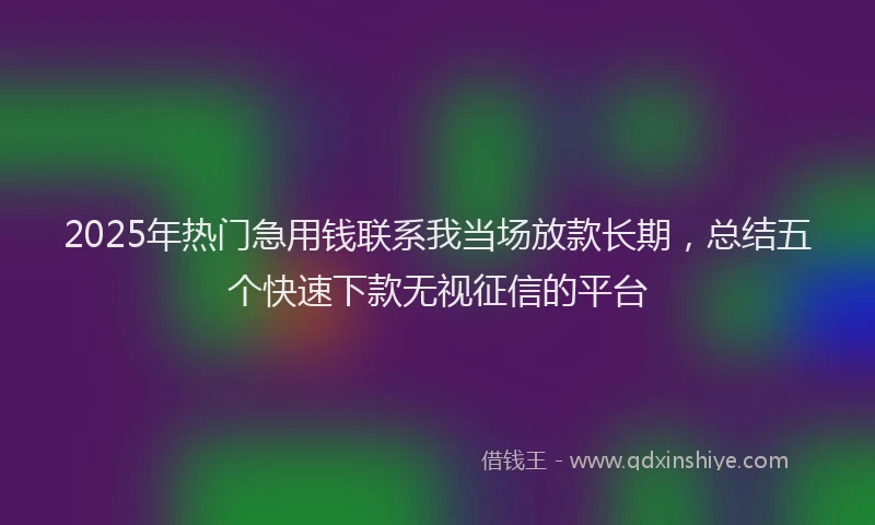 2025年热门急用钱联系我当场放款长期，总结五个快速下款无视征信的平台