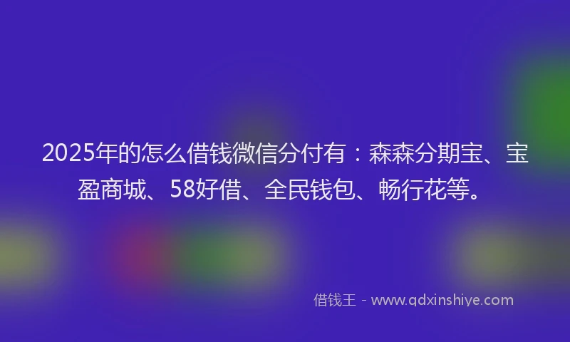 2025年的怎么借钱微信分付有：森森分期宝、宝盈商城、58好借、全民钱包、畅行花等。