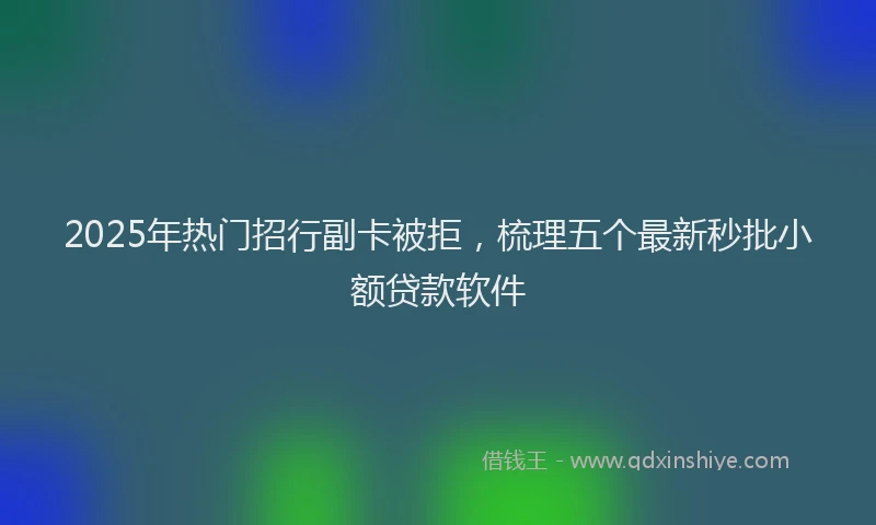 2025年热门招行副卡被拒，梳理五个最新秒批小额贷款软件