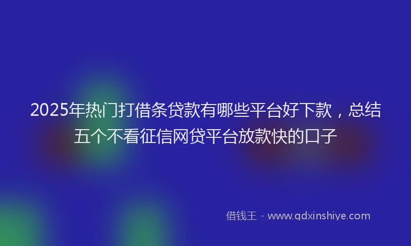 2025年热门打借条贷款有哪些平台好下款，总结五个不看征信网贷平台放款快的口子