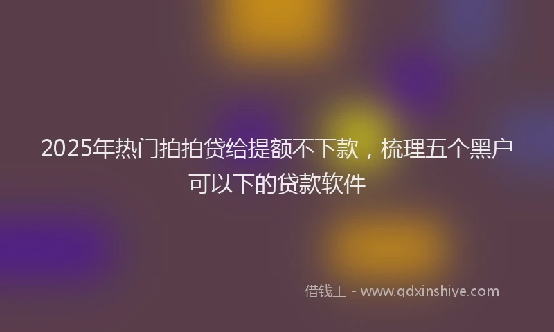 2025年热门拍拍贷给提额不下款，梳理五个黑户可以下的贷款软件