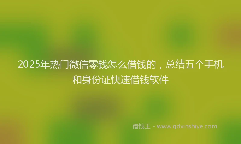 2025年热门微信零钱怎么借钱的，总结五个手机和身份证快速借钱软件