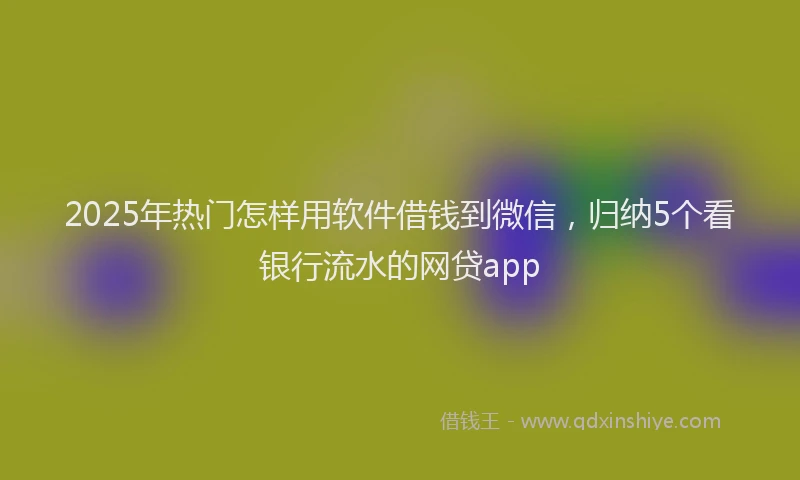 2025年热门怎样用软件借钱到微信，归纳5个看银行流水的网贷app