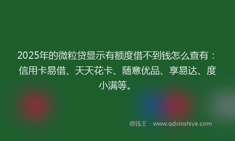 2025年的微粒贷显示有额度借不到钱怎么查有：信用卡易借、天天花卡、随意优品、享易达、度小满等。