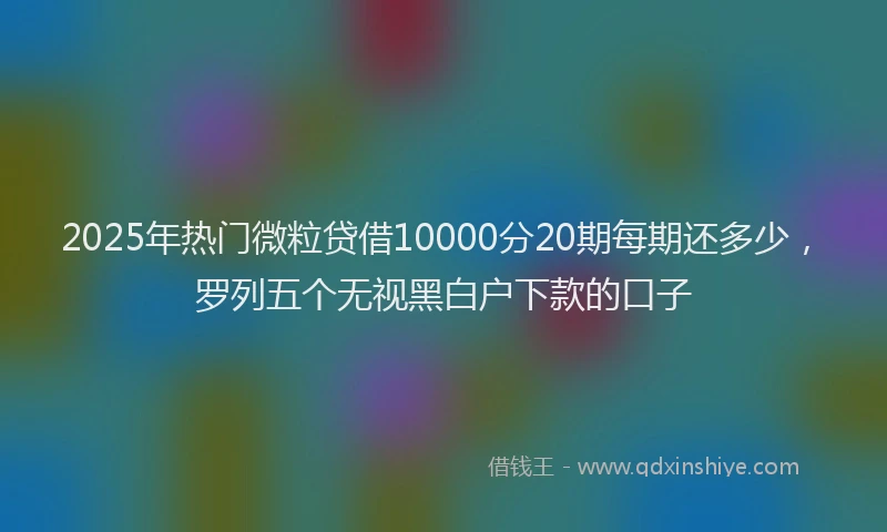 2025年热门微粒贷借10000分20期每期还多少，罗列五个无视黑白户下款的口子