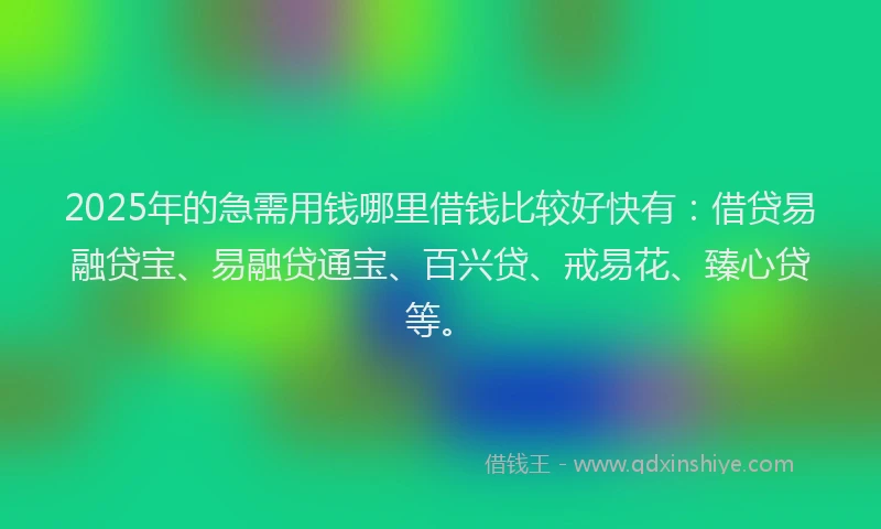 2025年的急需用钱哪里借钱比较好快有：借贷易融贷宝、易融贷通宝、百兴贷、戒易花、臻心贷等。