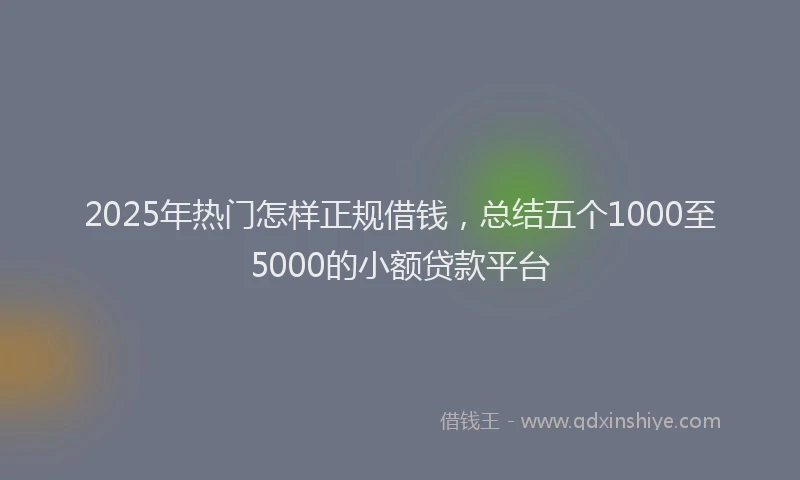 2025年热门怎样正规借钱，总结五个1000至5000的小额贷款平台