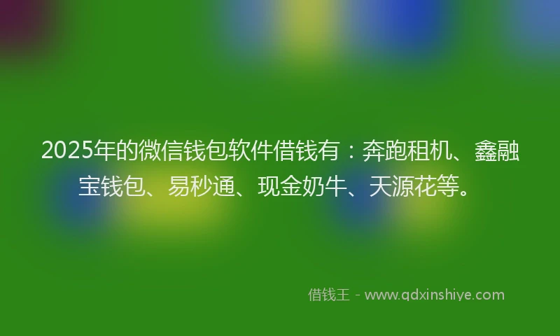 2025年的微信钱包软件借钱有：奔跑租机、鑫融宝钱包、易秒通、现金奶牛、天源花等。