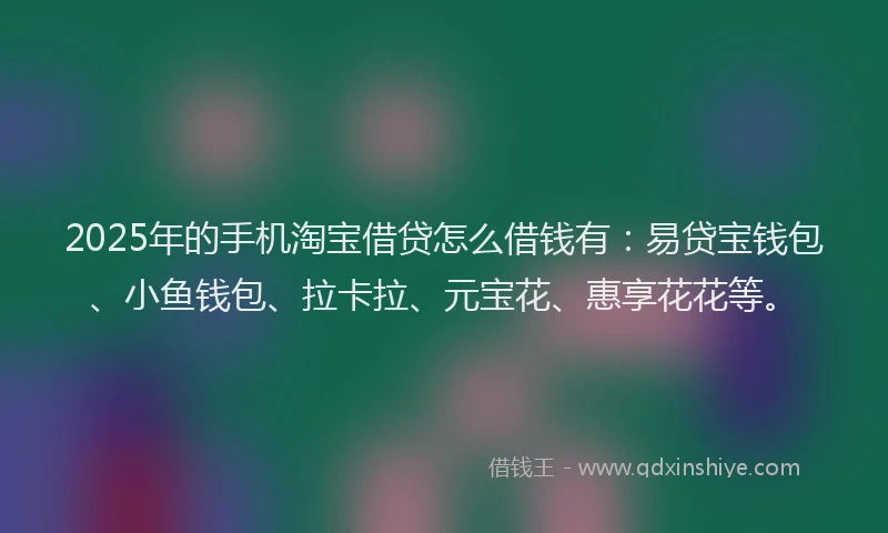 2025年的手机淘宝借贷怎么借钱有：易贷宝钱包、小鱼钱包、拉卡拉、元宝花、惠享花花等。