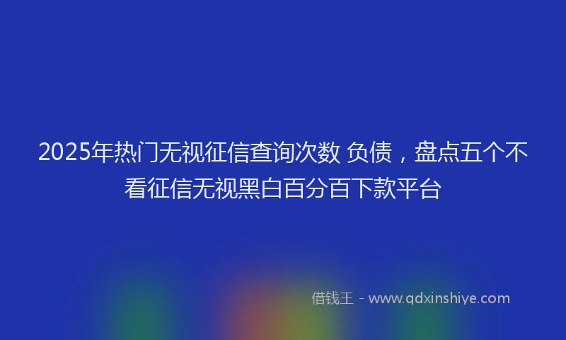 2025年热门无视征信查询次数 负债，盘点五个不看征信无视黑白百分百下款平台