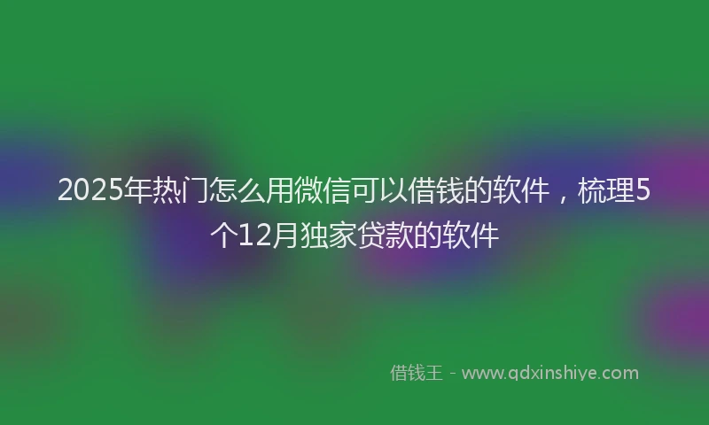 2025年热门怎么用微信可以借钱的软件，梳理5个12月独家贷款的软件
