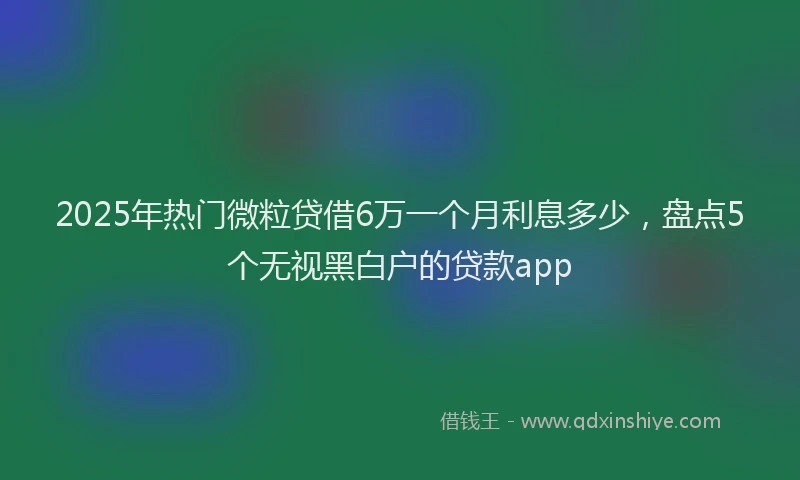 2025年热门微粒贷借6万一个月利息多少，盘点5个无视黑白户的贷款app