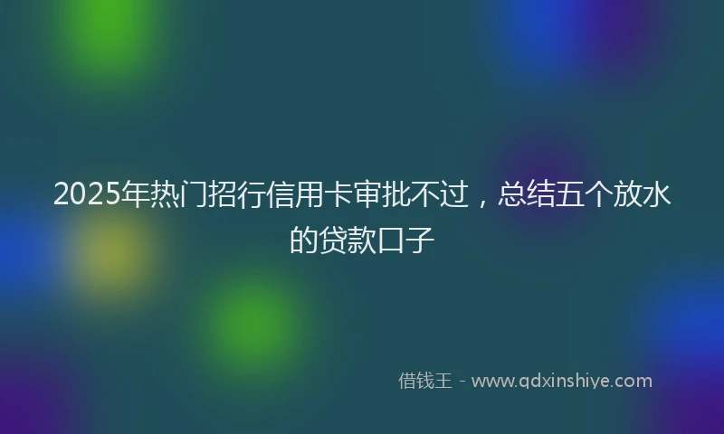 2025年热门招行信用卡审批不过，总结五个放水的贷款口子