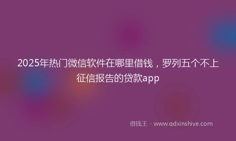 2025年热门微信软件在哪里借钱，罗列五个不上征信报告的贷款app