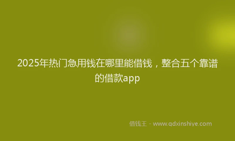 2025年热门急用钱在哪里能借钱，整合五个靠谱的借款app