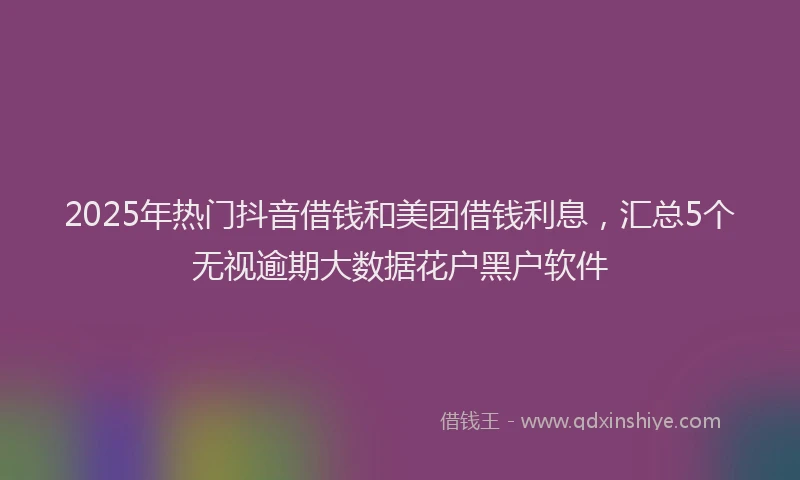 2025年热门抖音借钱和美团借钱利息，汇总5个无视逾期大数据花户黑户软件