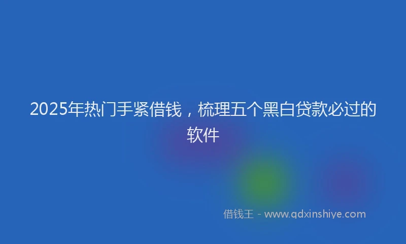 2025年热门手紧借钱，梳理五个黑白贷款必过的软件
