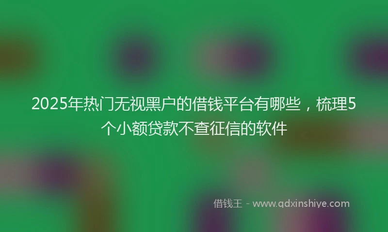 2025年热门无视黑户的借钱平台有哪些，梳理5个小额贷款不查征信的软件