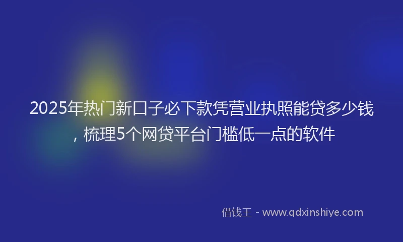 2025年热门新口子必下款凭营业执照能贷多少钱，梳理5个网贷平台门槛低一点的软件