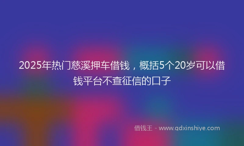 2025年热门慈溪押车借钱，概括5个20岁可以借钱平台不查征信的口子