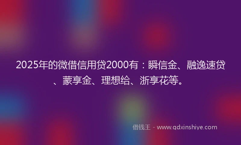 2025年的微借信用贷2000有：瞬信金、融逸速贷、蒙享金、理想给、浙享花等。
