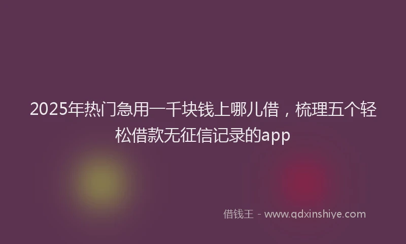 2025年热门急用一千块钱上哪儿借，梳理五个轻松借款无征信记录的app