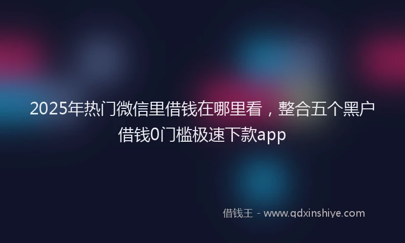 2025年热门微信里借钱在哪里看，整合五个黑户借钱0门槛极速下款app