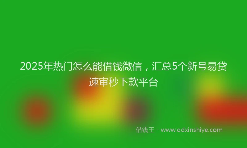 2025年热门怎么能借钱微信，汇总5个新号易贷速审秒下款平台