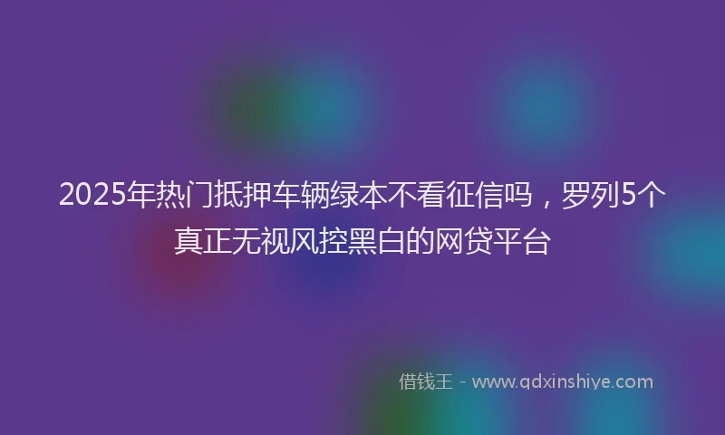 2025年热门抵押车辆绿本不看征信吗，罗列5个真正无视风控黑白的网贷平台