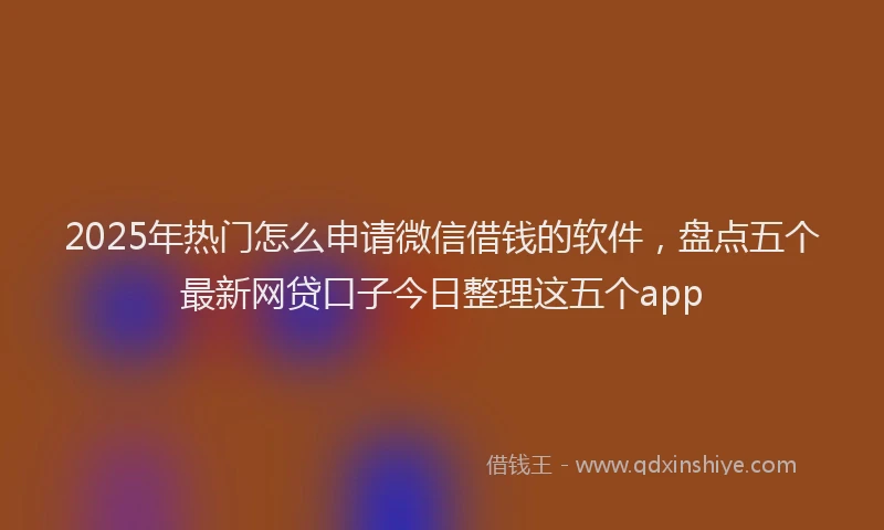 2025年热门怎么申请微信借钱的软件，盘点五个最新网贷口子今日整理这五个app