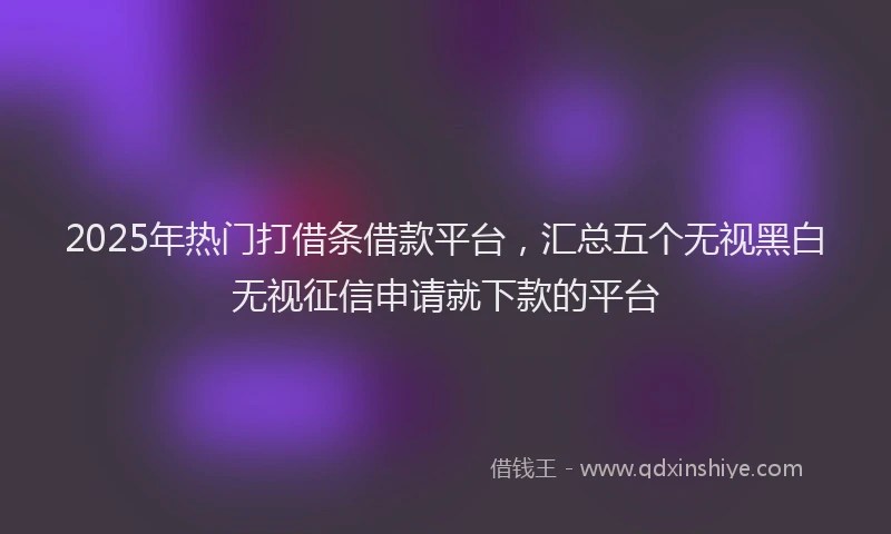 2025年热门打借条借款平台，汇总五个无视黑白无视征信申请就下款的平台