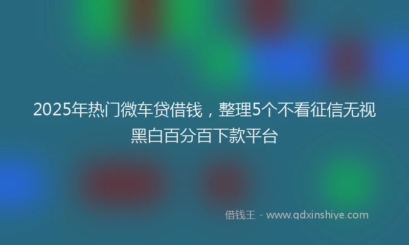 2025年热门微车贷借钱，整理5个不看征信无视黑白百分百下款平台