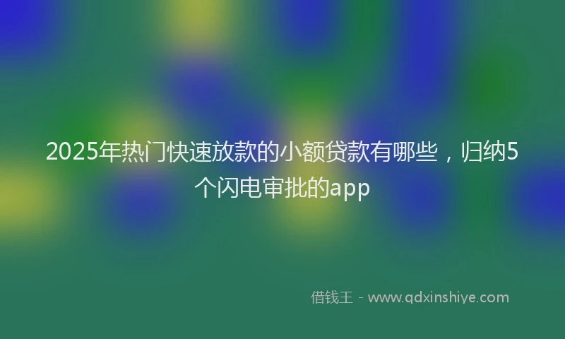 2025年热门快速放款的小额贷款有哪些，归纳5个闪电审批的app