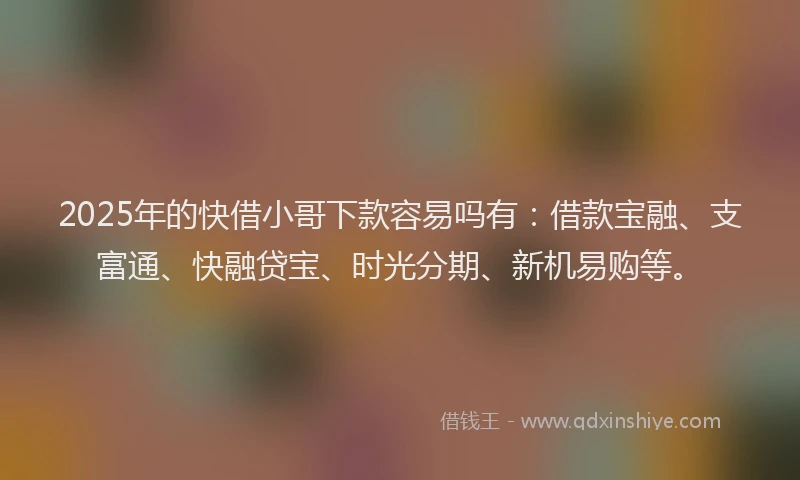 2025年的快借小哥下款容易吗有：借款宝融、支富通、快融贷宝、时光分期、新机易购等。