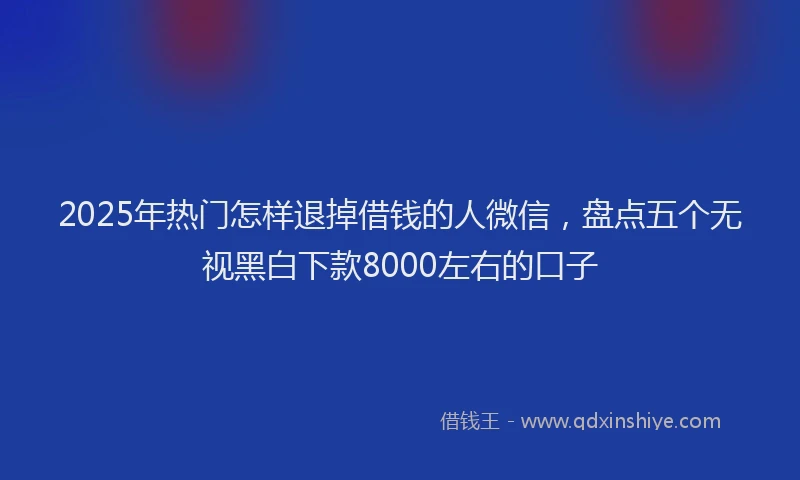 2025年热门怎样退掉借钱的人微信，盘点五个无视黑白下款8000左右的口子