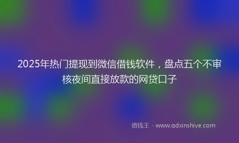 2025年热门提现到微信借钱软件，盘点五个不审核夜间直接放款的网贷口子