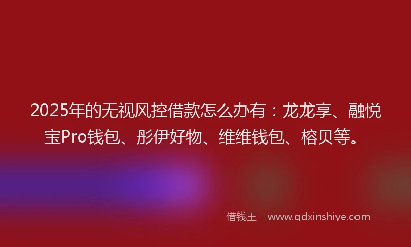 2025年的无视风控借款怎么办有：龙龙享、融悦宝Pro钱包、彤伊好物、维维钱包、榕贝等。