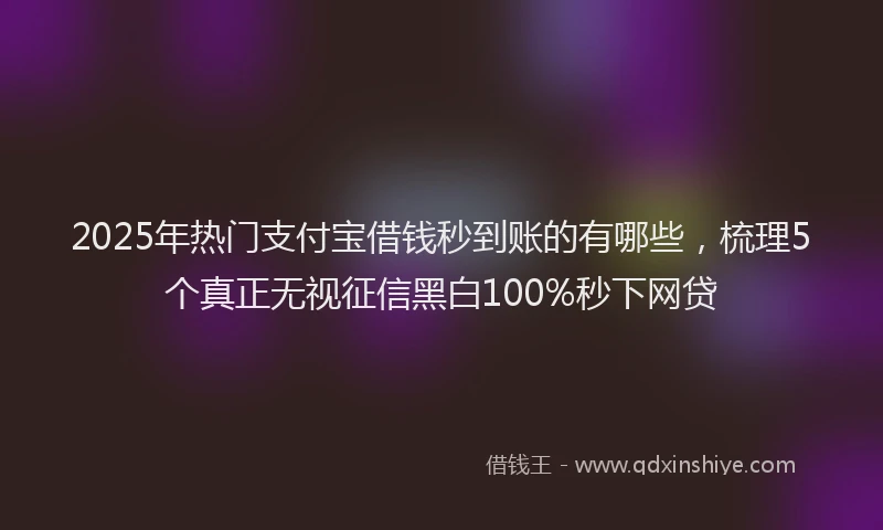 2025年热门支付宝借钱秒到账的有哪些，梳理5个真正无视征信黑白100%秒下网贷