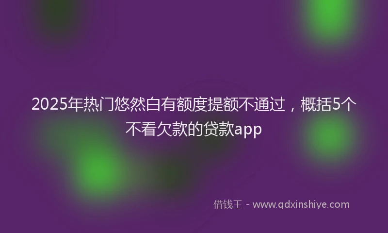 2025年热门悠然白有额度提额不通过，概括5个不看欠款的贷款app