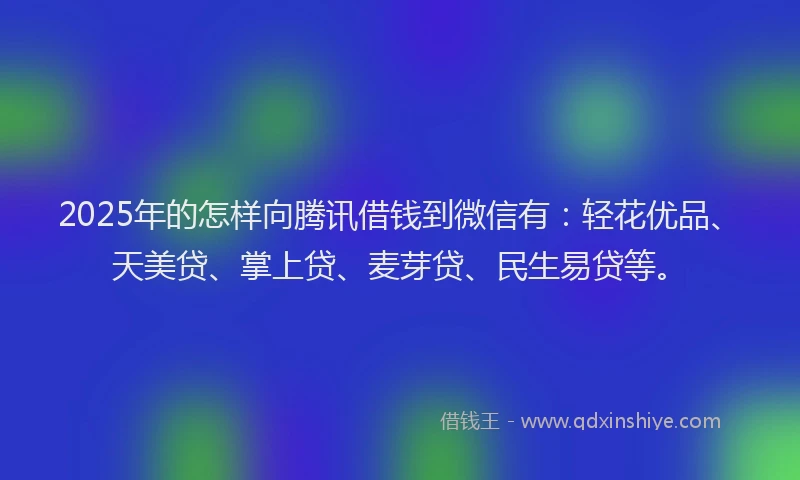 2025年的怎样向腾讯借钱到微信有：轻花优品、天美贷、掌上贷、麦芽贷、民生易贷等。