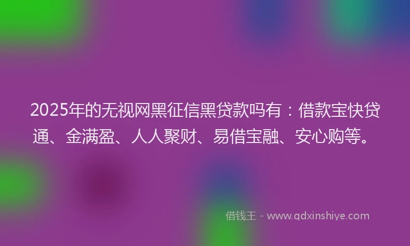 2025年的无视网黑征信黑贷款吗有：借款宝快贷通、金满盈、人人聚财、易借宝融、安心购等。