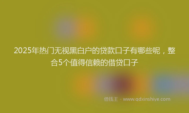 2025年热门无视黑白户的贷款口子有哪些呢，整合5个值得信赖的借贷口子