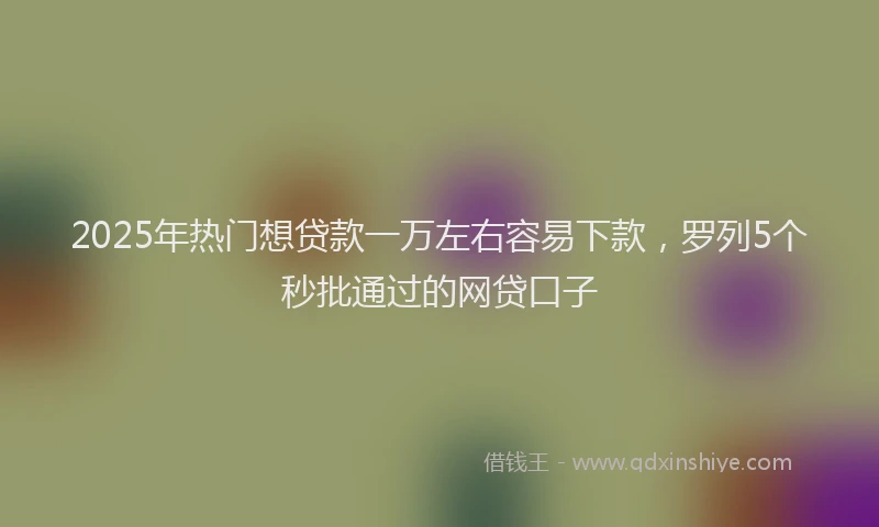 2025年热门想贷款一万左右容易下款，罗列5个秒批通过的网贷口子